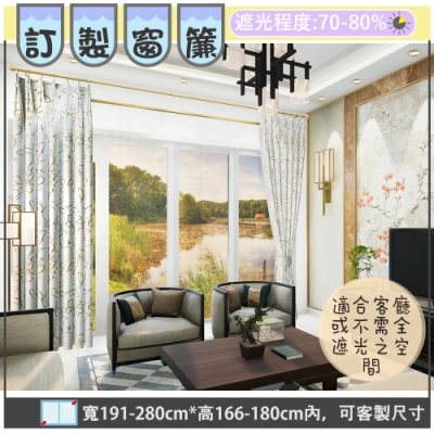 【宜欣居傢飾】浪漫巴黎-雙面緹花遮光訂製窗簾(米)W191-280*H166-180cm以內*2片