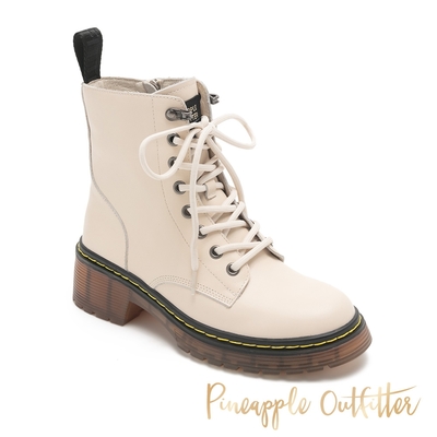 Pineapple Outfitter-BOSLEY-1 異材綁帶中跟馬丁短靴-米色