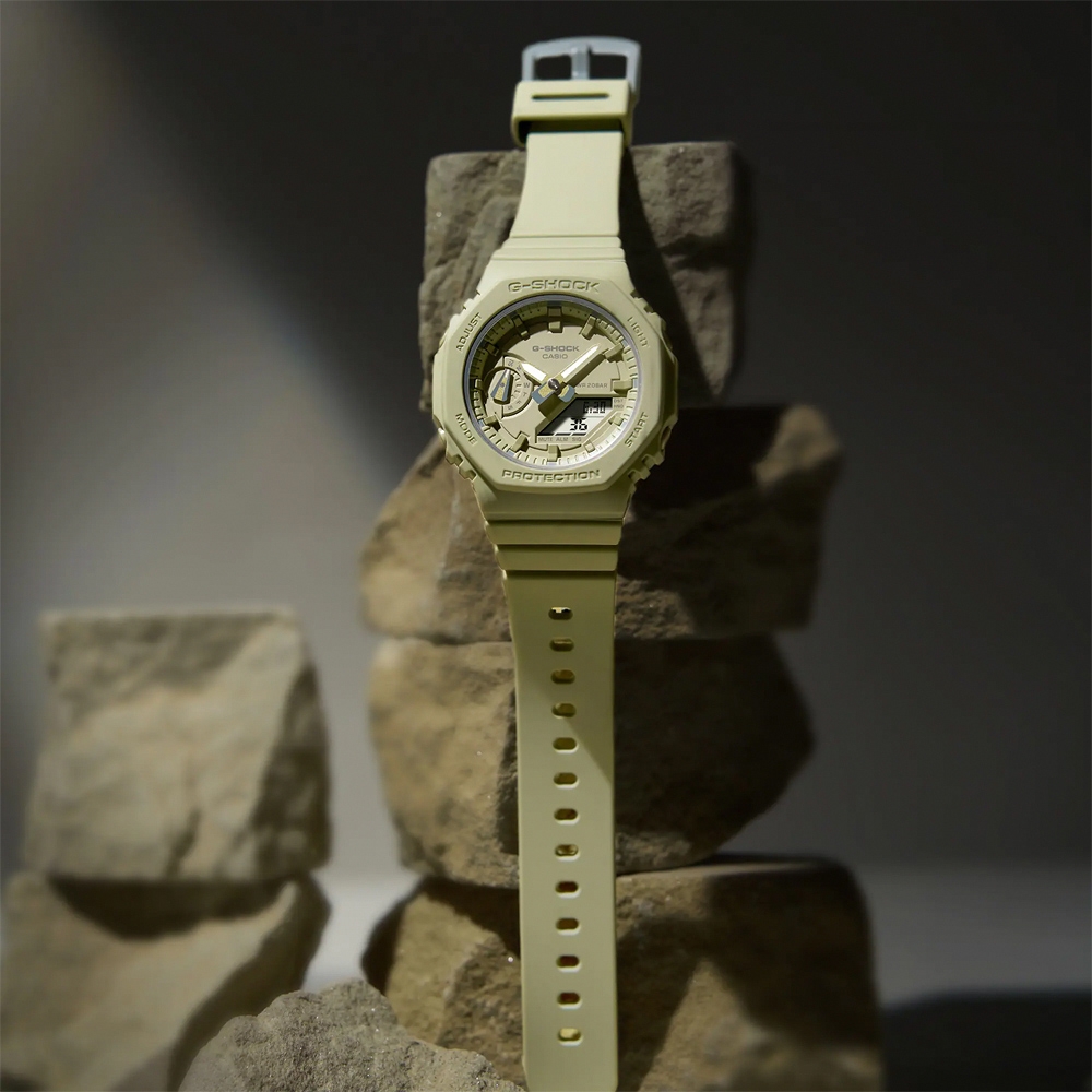 CASIO 卡西歐G-SHOCK 八角農家橡樹簡約霧面雙顯手錶-抹茶綠GMA-S2100BA