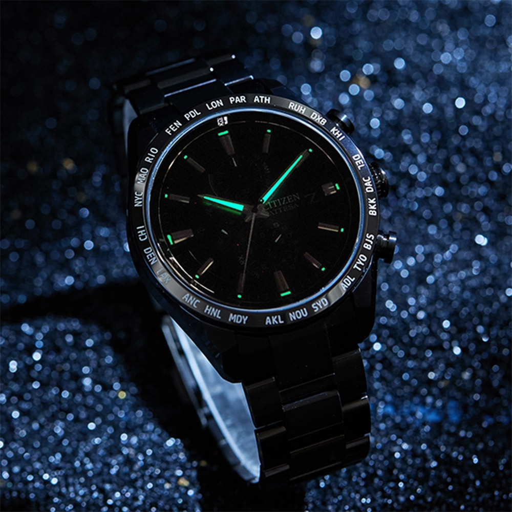 CITIZEN 星辰100週年限量宇宙幻彩鈦金屬光動能電波手錶LAYERS of TIME