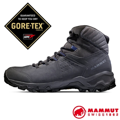 【MAMMUT 長毛象】男 Mercury IV Mid GORE-TEX 防水中筒登山皮靴.健行鞋.登山鞋 3030-04710-00293 鈦金灰/黑