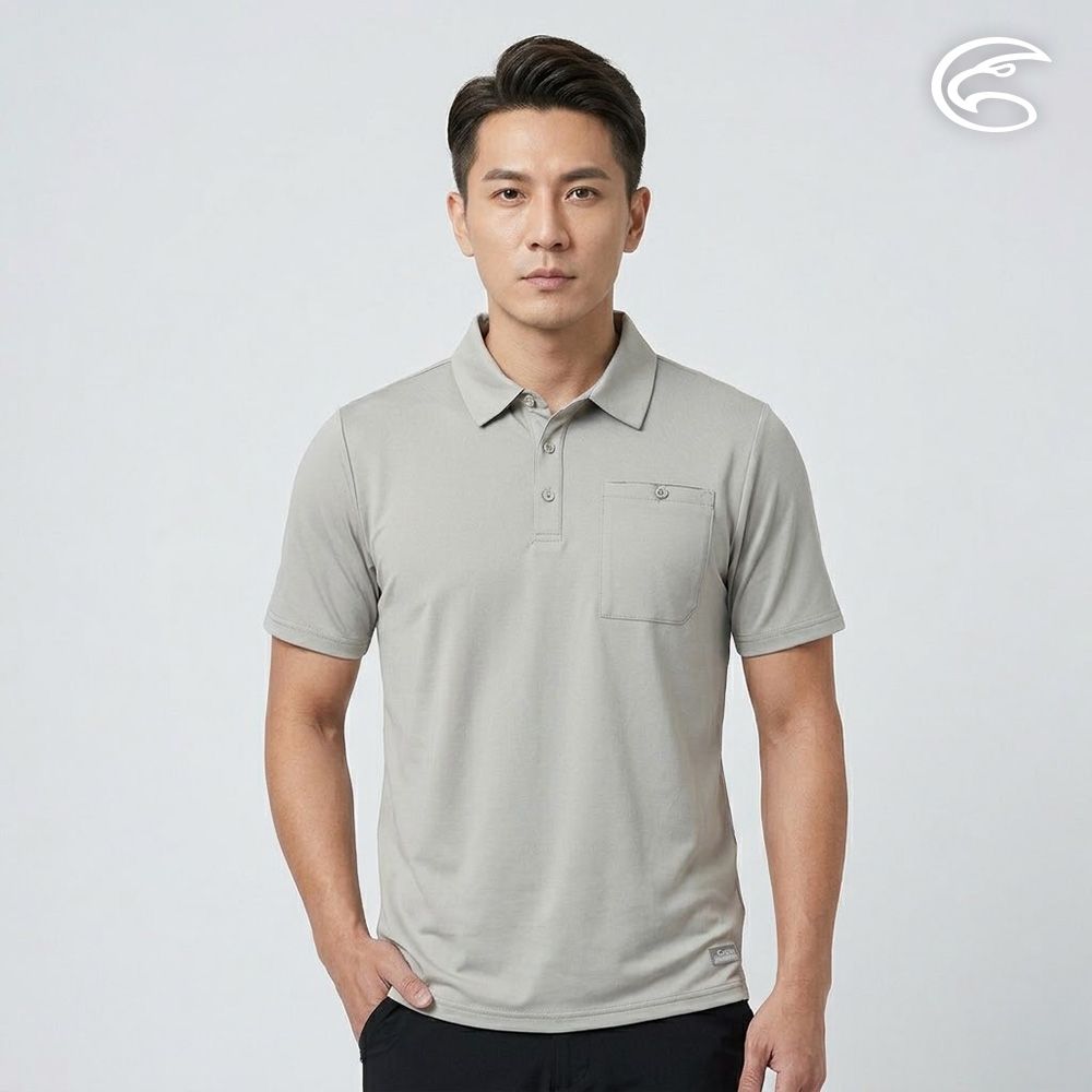ADISI 男緹花快排抑菌消臭POLO衫 AL2611022 灰卡其 (M-3XL)｜透氣 吸濕排汗 防臭 彈性 排汗衣