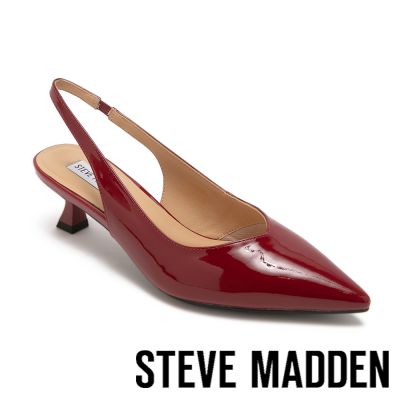 STEVE MADDEN-氣質素面尖頭裸跟鞋 TWSONIA-鏡酒紅
