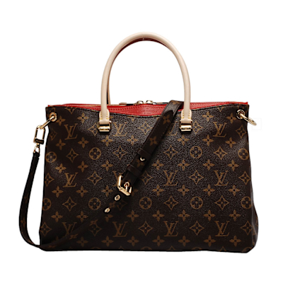 LOUIS VUITTON路易威登 LV M41175 Monogram Pallas拼接皮革手提/肩背包(櫻桃紅)