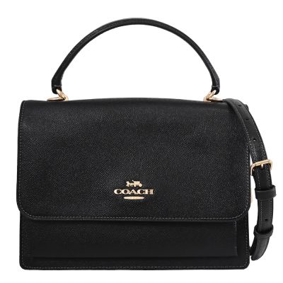 COACH Klare 品牌LOGO防刮皮革翻蓋式兩用包(黑)