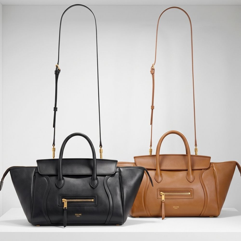 CELINE 賽琳 Luggage 小款 亮澤小羊皮手提 肩斜背冏包-2色可選