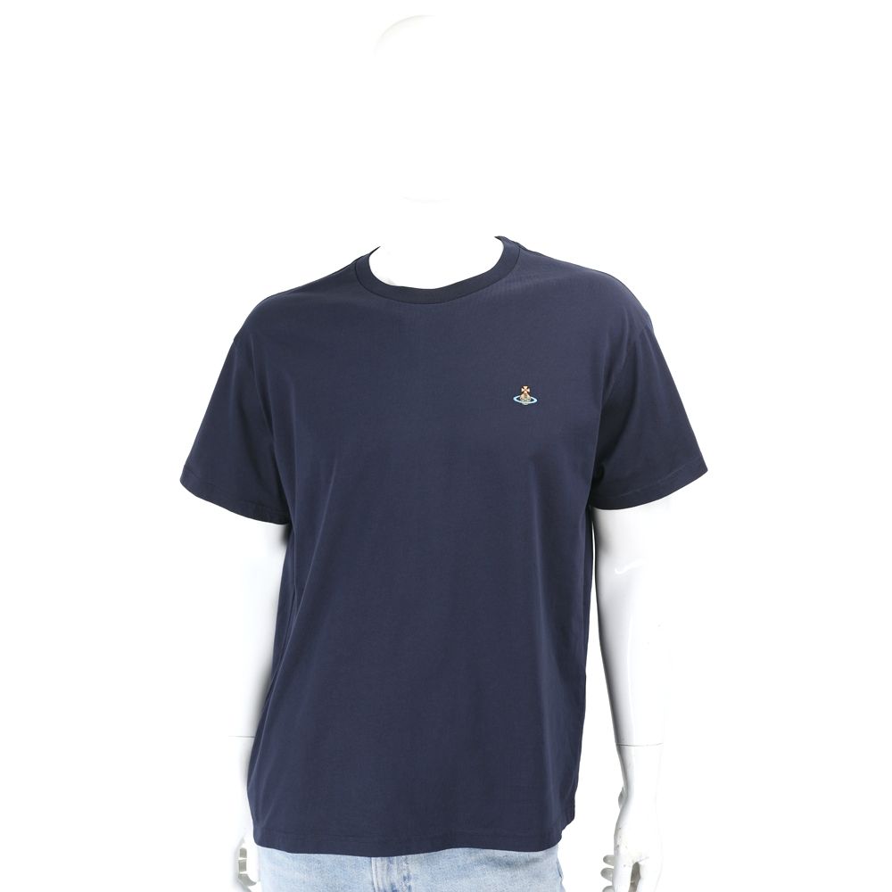 Vivienne Westwood Classic 男女可穿 刺繡星球標誌純棉短袖T恤 TEE-多色可選 (深藍)