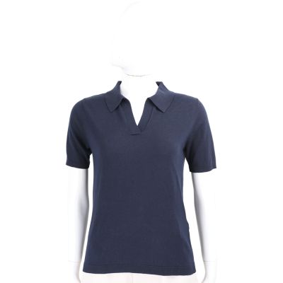 Max Mara-WEEKEND RONCOLO 海軍藍絲質混紡POLO衫