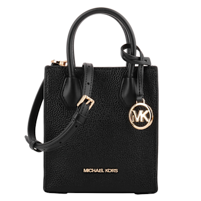 MICHAEL KORS 荔枝紋皮革手提/斜背兩用手機包(黑)