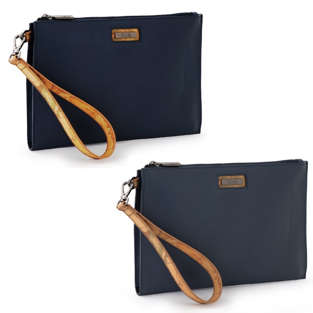 Alviero Martini 義大利地圖包 小牛皮手拿隨身萬用包28cm-兩色 