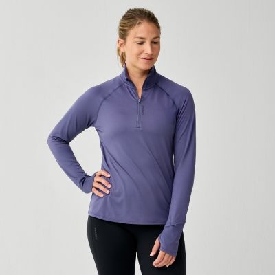 BROOKS 女長袖上衣 Dash 奔跑半拉鏈長袖上衣 3.0 暮夜藍 (221733517)