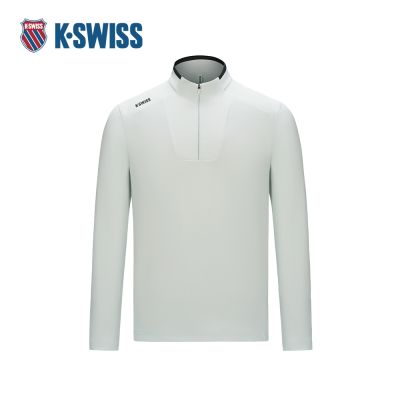 K-SWISS 運動長袖 MS HALF ZIP T 半開襟 拉鍊 男款 淺灰色 1012045-952