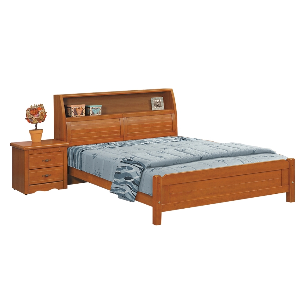 柏蒂家居-米堤5尺實木雙人房間組-三件組(床頭箱+床底+床頭櫃)