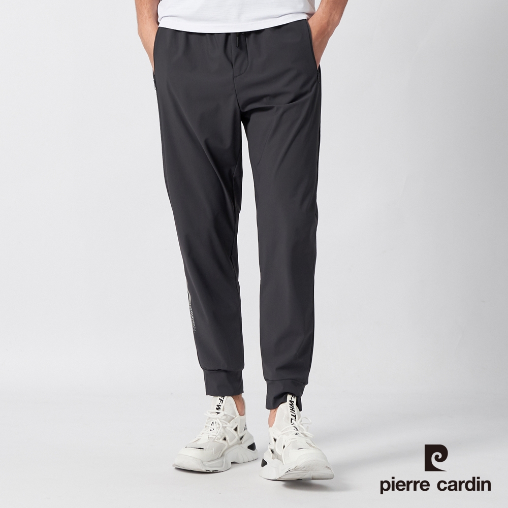 pierre cardin 皮爾卡登 男女款 冰絲涼感透氣彈力機能褲(多款任選) (男款(束口)-深灰色)
