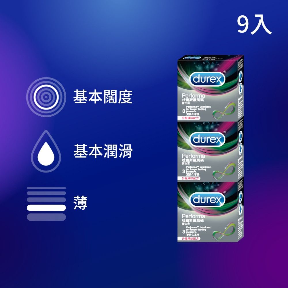 【Durex 杜蕾斯】飆風碼衛生套/保險套3盒(共9入)