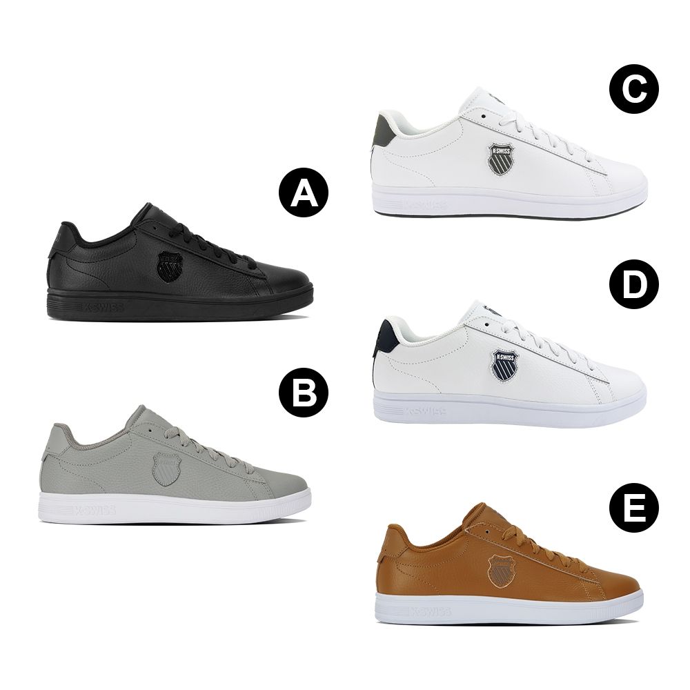 K-SWISS 經典盾牌休閒鞋 COURT SHIELD II 小白鞋 真皮板鞋 男鞋 多色 (04412) (B男-灰白)