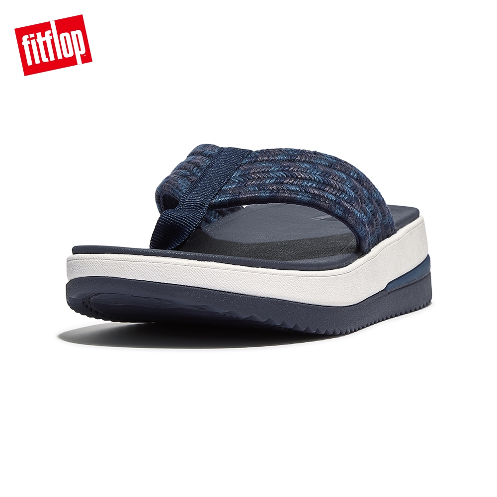 【FitFlop】SURFF ART-WEBBING TOE-POST SANDALS運動風織帶夾腳涼鞋-女(午夜藍白色) (午夜藍白色)