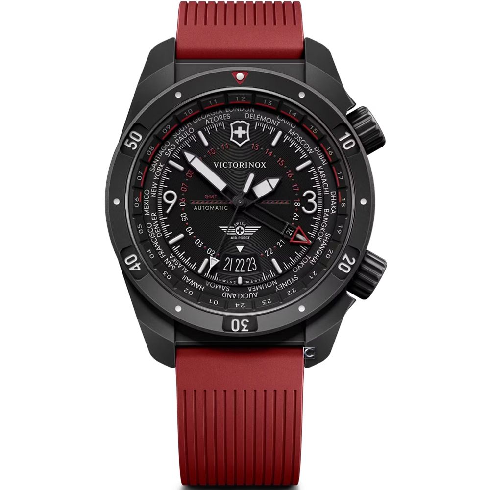 VICTORINOX 瑞士維氏 Air Pro GMT Automatic 機械腕錶 男錶 手錶-43mm紅x黑 VISA-242006