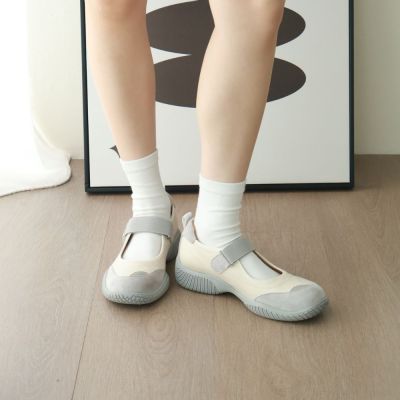【WYPEX】圓頭厚底拼色運動真皮瑪莉珍