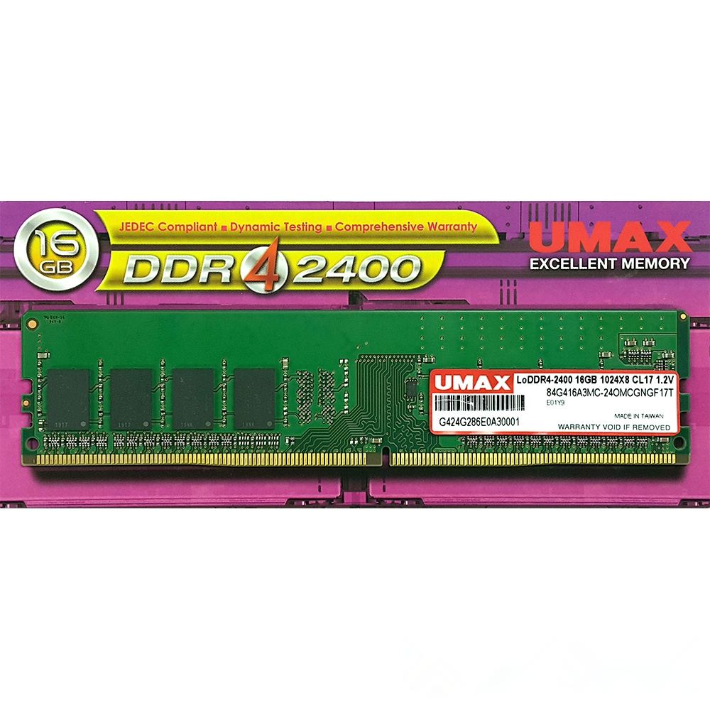 UMAX DDR4 2400 16GB 1024x8 桌上型記憶體| DDR4 2400 | Yahoo