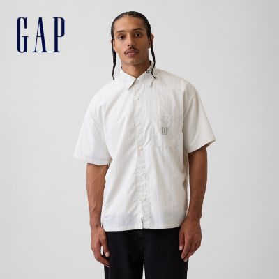【GAP】100% 再生尼龍寬版襯衫-白色(893805)