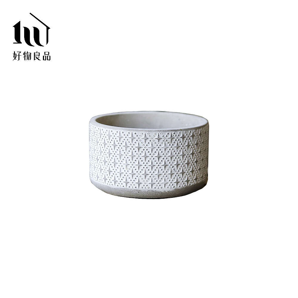 好物良品】小款_細緻立體浮雕手作水泥盆栽花盆花器(陽台多肉植物盆器
