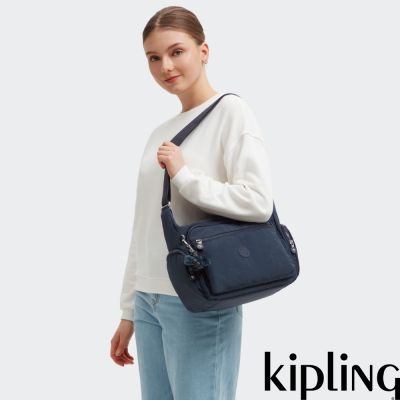 『牛角包』Kipling 碧海深藍多袋實用側背包-GABBIE