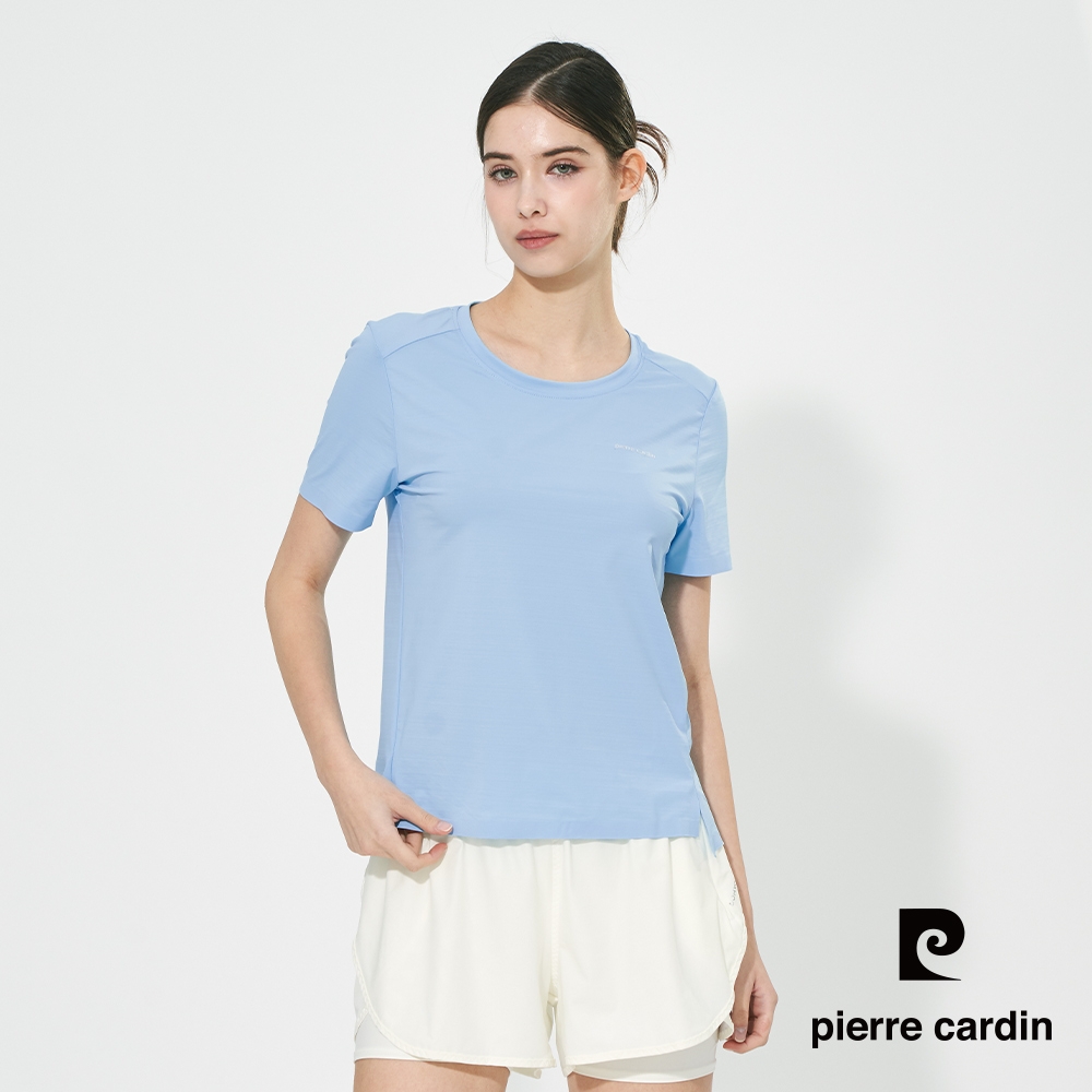pierre cardin 皮爾卡登 男女款 冰絲彈性速乾圓領短袖T恤-(多色任選) (女-H款(素色))