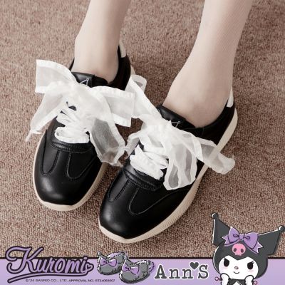 Ann S X Sanrio 三麗鷗 酷洛米聯名 超軟真皮休閒鞋德訓鞋(附贈兩種鞋帶)2cm-黑(版型偏小)