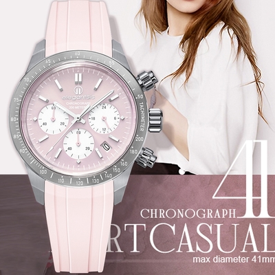 elegantsis 愛樂時 JT41QS 馬卡龍色系三眼計時手錶 618限定禮遇 送禮推薦-櫻花粉 ELJT41QS-VP04LC
