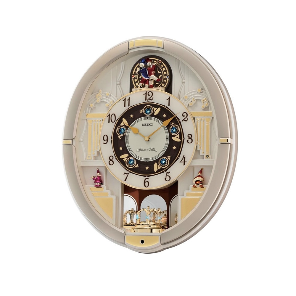 SEIKO 日本精工整點報時音樂掛鐘西敏寺鐘聲(QXM290S)-香檳框45x38cm