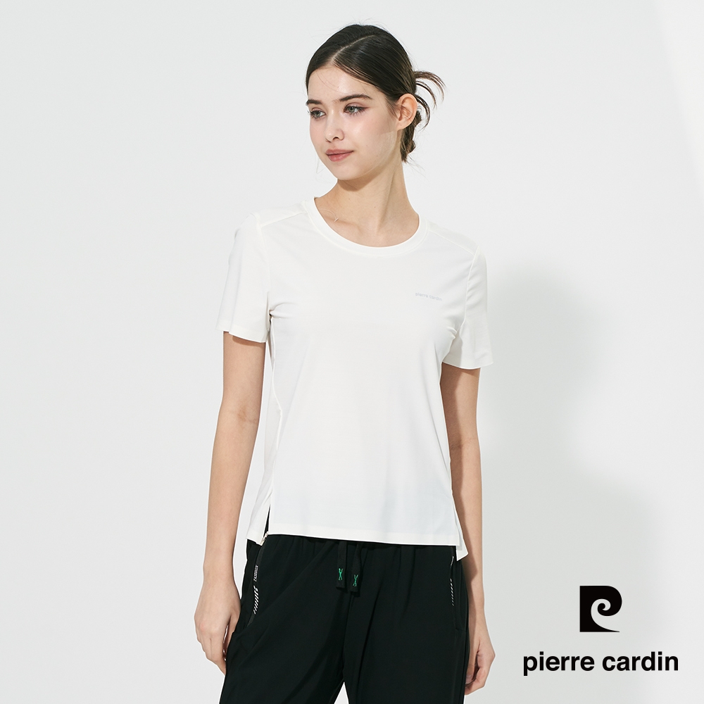 pierre cardin 皮爾卡登 男女款 冰絲彈性速乾圓領短袖T恤-(多色任選) (女-J款(素色))
