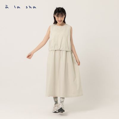 a la sha 氣質條紋假兩件背心洋裝