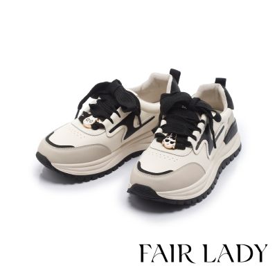 FAIR LADY 日本京都聯名 HAPPYFACE 潮酷拼接厚底飾釦休閒鞋 黑 (5B3070)