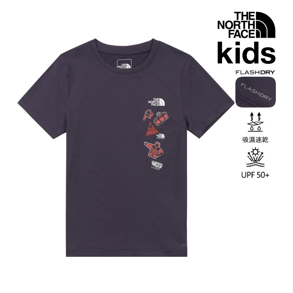 【The North Face 官方旗艦】北面兒童紫色FLASHDRY速乾短袖T恤｜8GZYG5O