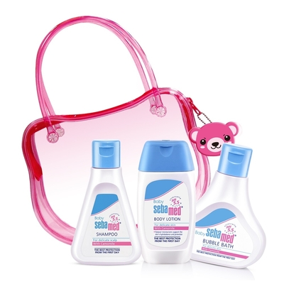 sebamed施巴 小熊旅行包(泡泡露50ml+洗髮乳50ml+乳液50ml)