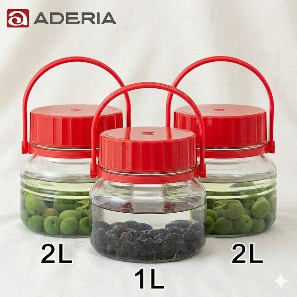 ADERIA 日本進口玻璃梅酒儲存瓶3入組(2LX2+1L)