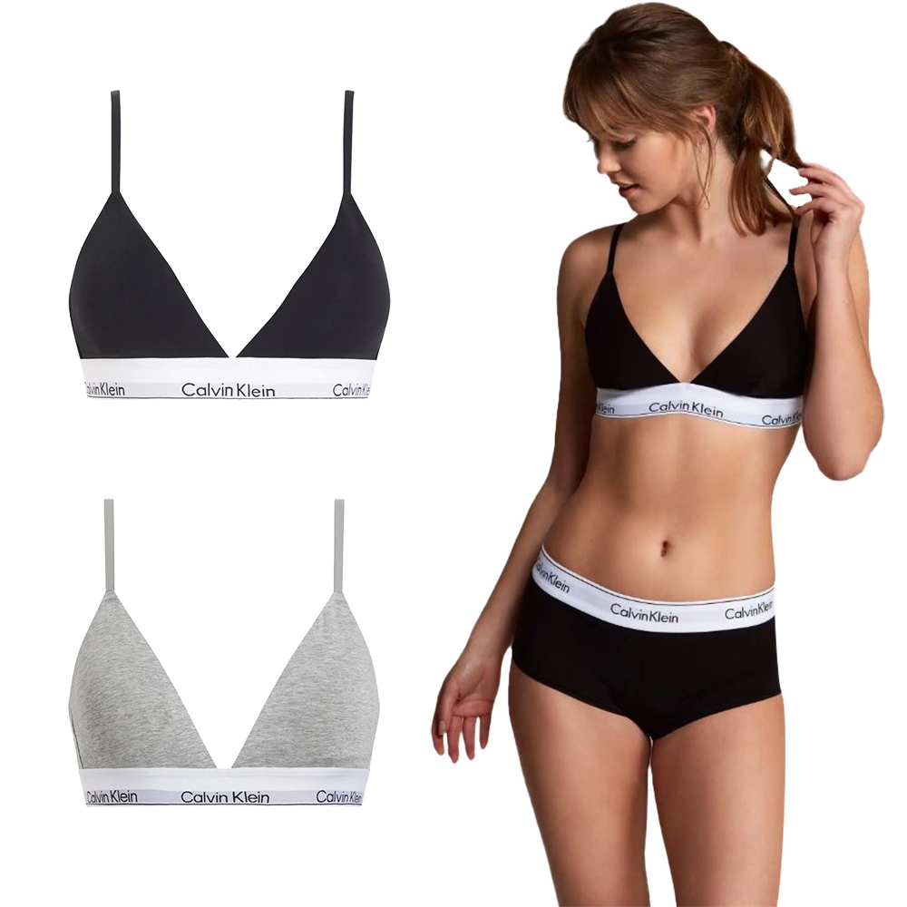 Calvin Klein Lightly Lined Triangle Bralette 深V 無鋼圈薄墊 運動內衣/內衣/CK內衣 QF5650-多款任選 (灰色系)