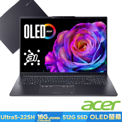 Acer 宏碁 Swift Go SFG16-73-53U8 16吋輕薄筆電(CU5-225H/16GB/512GB/Win11)