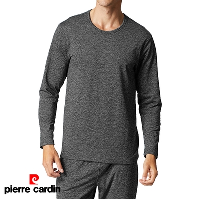 【pierre cardin 皮爾卡登】速暖陽離子圓領長袖-麻灰