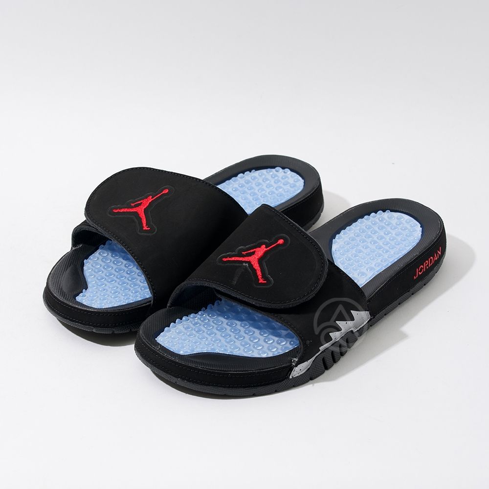 Nike Jordan Hydro V Retro 男黑紅休閒魔鬼氈運動拖鞋555501-061 | 涼