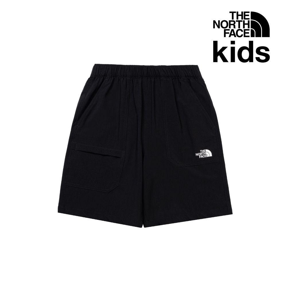 【The North Face 官方旗艦】 北面兒童黑色UPF防曬短褲｜8C0KJK3 抗UV