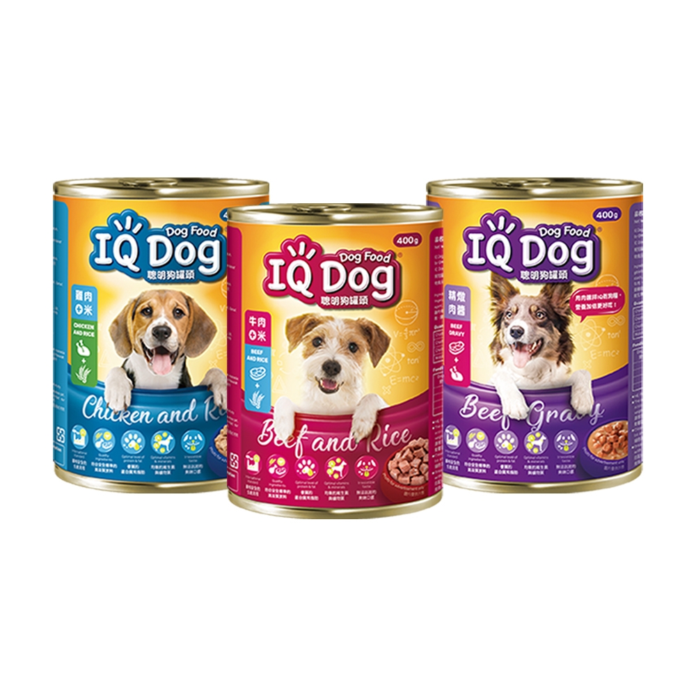 IQ Dog 聰明狗罐頭 400G x24罐/箱 (三口味任選)