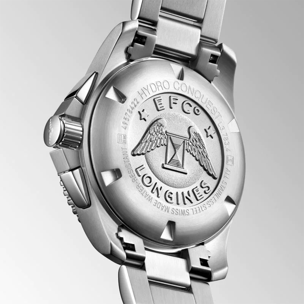 LONGINES 浪琴官方授權深海征服者浪鬼陶瓷計時潛水機械錶-藍x銀/41mm
