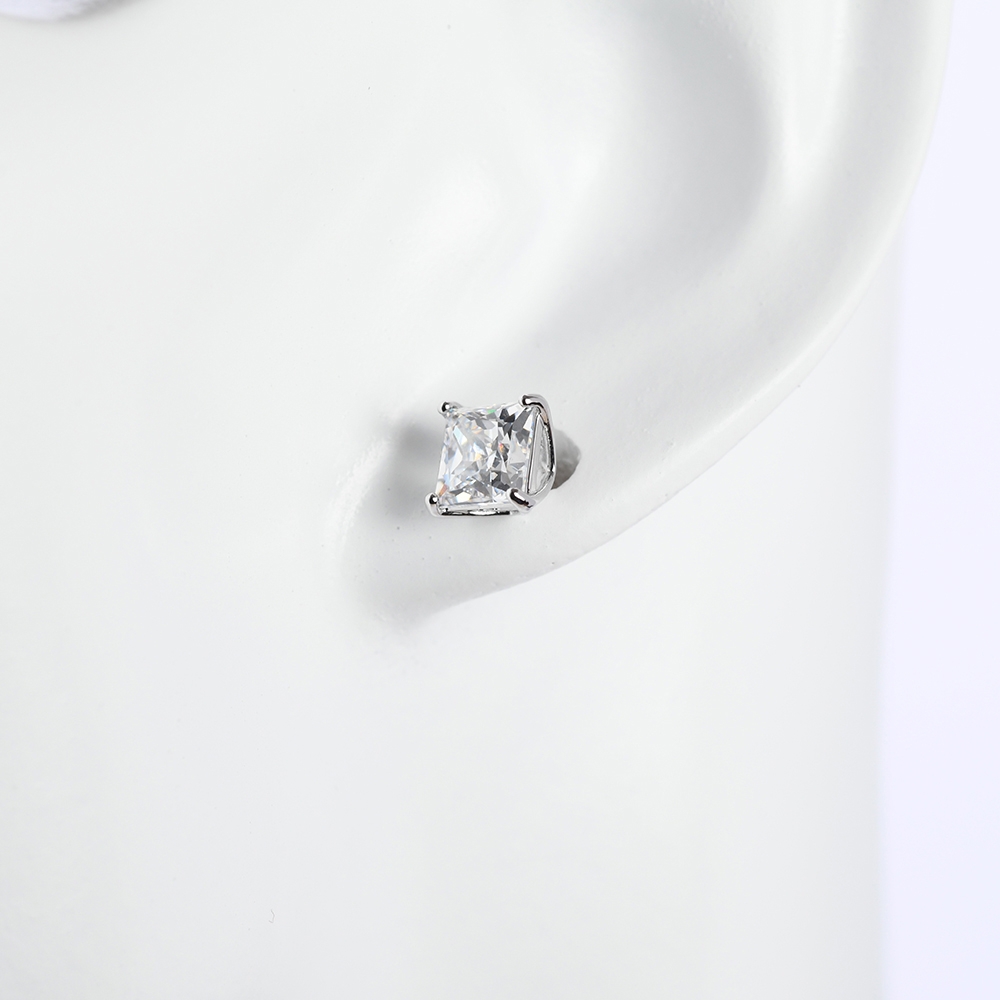SWAROVSKI Attract 耳釘 方形切割 鍍白金色 5430365
