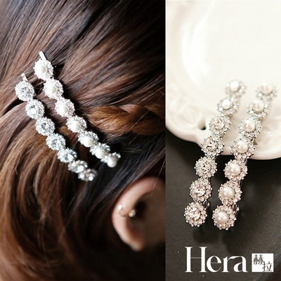 【Hera 赫拉】閃亮單排珍珠水晶邊夾