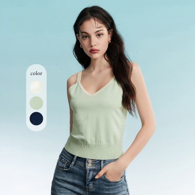OUWEY歐薇 前後V領彈性針織吊帶背心(三色；S-L)3232195704