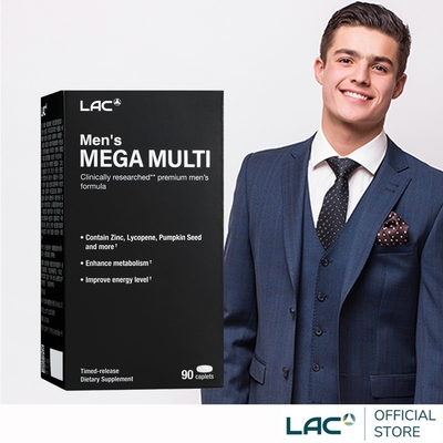 【LAC利維喜】美佳男用綜合維他命90錠(全新升級/鋅/鈣/魚油/精胺酸/南非醉茄/男性保健/綜合維生素)