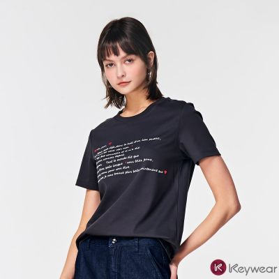 KeyWear奇威名品 絲語女神短袖上衣T恤(共3色)-深灰色