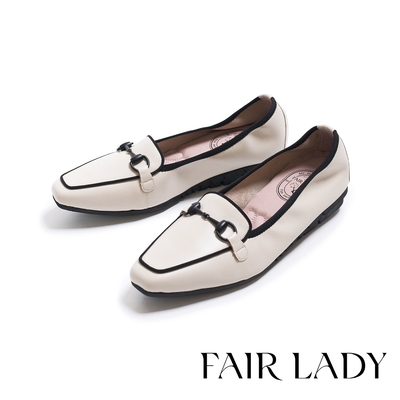 FAIR LADY 我的旅行日記 經典馬銜釦滾邊平底樂福鞋  香草 (502476)